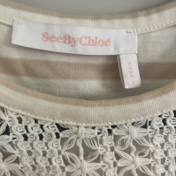 See by Chloe T shirt with crochet and fringe top - Picture 3 of 3